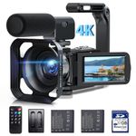 Video Camera Camcorder 4K 42MP YouTube Vlogging Camera 18X Digital Zoom 3” 270° Rotation Screen vlog Camera with Microphone, Remote Control, 2 Batteries, Lens Hood, 32G SD Card