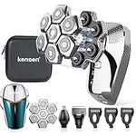 Head Shaver, kensen Upgrade Head Shavers for Bald Men, Electric Rotary Head Shaver with Beard Nose Hair Trimmer, Wet/Dry Waterproof Rechargeable Mens Grooming Kit, LED Display, Gift Travel Case