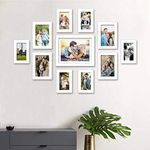 Art Street Prime Photo Frame Set of 11 White Picture Frames for Living Room (||Mix Size||6 Unit 4x6, 4 Units 5x7,1 Unit 8x10 inches|| (White)