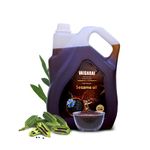 VAIGARAI Wood Cold Pressed Sesame Oil 5 Litre (5000 Ml) (Using Karuppati) Palm Jaggery Til Ka Tel/Gingelly Oil/Til Oil/Kachi Ghani Oil for Pooja, Edible,Body Massage and Oil Pulling