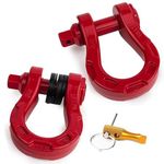 GearAmerica Aluminum Alloy Ultra Shackles – 30,000 lbs MBS, 10,000 lbs WLL – Safely Connect a Tow Strap, Rope or Winch Line for Off-Road Recovery – No Rust Alternative to ¾” D-Rings – 2-Pack, Red