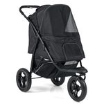 COSTWAY Dog Stroller, 3 Wheels Foldable Dogs Pushchair Cats Pram with Adjustable Canopy, Storage Basket, One-Foot Brake, Pet Travel Buggy for Small and Medium Dog Cat (Black)