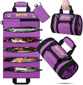 Gift for Women,Premium Tool Roll up Bag - Heavy Duty Small Tool Bag Organizer and Storage with Detachable Pouches,Waterproof Oxford Cloth,Suitable for Motorcycle,Truck,Electrician,Mechanics etc,Purple