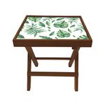 Nutcase Designer Teak Wood Side Table Folding Wooden Bedside Coffee Outdoor Picnic Table - Garden Leaves