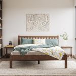 Wakefit Bed | King (78 X 72) Solid Wood Bed Without Storage, 3 Year Warranty | - Santam - Irish Walnut