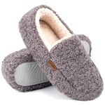 LongBay Women's Velvet Flip-Sole Full Slippers for Ladies Washable 80D Memory Foam Rubber Sole Indoor (9.5-10.5,Grey)