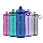 Pogo BPA-Free Plastic Water Bottle with Soft Straw Lid, 18oz. (Blue)