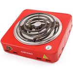 CHEFMAN| Electric Coil Hot Plate Cooktop Grill 1200WATT | Shock Proof And Compact | Heat Resistant Outer Body| Manual Electric Cooking Stove | Consume Less Power Than LPG | Portable Induction | RED