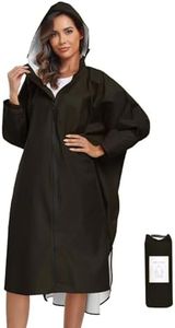 SaphiRose Waterproof Rain Poncho Jacket with Hood and Pockets for Adults - Portable with Pockets Long Sleeves(Black)