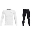 Under Armour Men's Armour HeatGear Compression Long-Sleeve T-Shirt + Armour HeatGear Leggings (Medium)