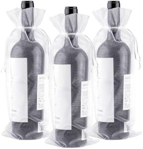G2PLUS 30PCS Bolsas para Botellas de Vino de Organza Bolsas de Regalo para Botellas de Vino de750 ml con Cordón para Envolver Botellas de Vino,Blanco14 x 37 CM
