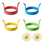 4 Pcs Silicone Egg Rings Egg Rings for Frying Pancake Mold Round Egg Ring Egg Moulds for Fried Eggs Silicone Egg Rings for Frying Egg Cooking Rings for Sandwiches English Muffins Poached Egg