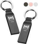 MOSDART 128GB Waterproof Metal USB 2.0 Flash Drive 2 Pack - Keychain Thumb Drives Memory Multipack Stick Jump Drive Data Storage for Cumputers - exFAT, Shockproof and Dustproof, Titan Gray