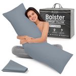 Rohi 4ft6 Full Body Pillow with Grey Pillowcase – Hollowfibre Filling – Orthopaedic 19"x 54" Double Bed Size Long Pillow –Bolster Pillow for Maternity, Back & Neck Support –Side Sleeper pillow