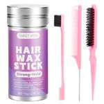 SWEET VIEW Hair Wax Stick & Slick Back Hair Brush Set, Slick Back Hair Products Set for Taming Flyaways, Ponytail Smoothing Accessorie for Girl, Kid