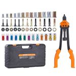 VEVOR 16" Rivet Nut Tool, Labor-Saving Rivnut Tool Kit with 13PCS Metric & SAE Mandrels, 186PCS Rivet Nuts,M3, M4, M5, M6, M8, M10, M12, 1/4-20, 5/16-18, 3/8-16,1/2-13, 8-32, 10-24 with Carrying Case