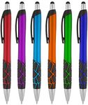 Stylus Pens -2 in 1 Capactive Touch Screen with Ballpoint Writing Pen Sensitive Stylus Tip For Your iPad iPhone Samsung Galaxy & All Smart Devices - By SyPen, Assorted Colors and Combo Packs 6 Pack Assorted