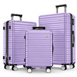 BEOW Luggage Set Clearance Lightweight Suitcases with Wheels ABS Durable Travel 3 Piece Set with TSA Lock20/24/28(Lavender Purple)