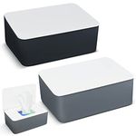 2 Pcs Wet Wipes Dispenser Box, Wet Wipes Storage Box with Lid Tissue Box Holder Rectangular, Baby Nappy Wipes Case for Toilet, Bathroom