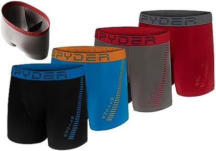 Spyder Mens Boxer Briefs 4 Pack Poly Spandex Performance Boxer Briefs Underwear/Comfort Support Pouch Boxer Briefs (Red/Grey/Black/Blue, Large)