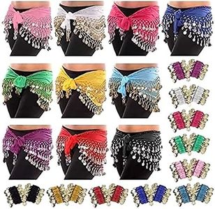 Cooyeah 10 Pieces Belly Dance Skirt Belly Dancing Hip Scarf Coin Skirts Set for Belly Dancing and 20 Pieces Belly Dance Wrist Ankle Cuffs Bracelets Gypsie Accessories Belly Dance Costume (Multicolor)