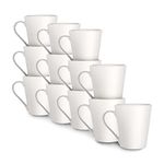 White Porcelain Coffee Mugs - Set of 12 | Tea Cups | Cappuccino Latte Cocoa Mugs | 285ml | Kitchenware | Dishwasher Safe | M&W