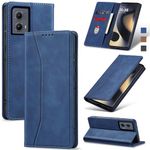 Jasonyu Flip Wallet Case for Motorola Edge (2024),Leather Magnetic Folio Cover with Card Holder,Kickstand - TPU Shockproof Durable Protective Phone Case,Blue