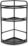 INDIAN DECOR. 29755 Metal Kitchen Floor Multi-Layer Household Triangle Seasoning Storage Corner Rack (Black, Small)