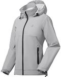 Women's Raincoat Lightweight Waterproof Rain Jackets Packable Outdoor Hooded Windbreaker Light Grey L