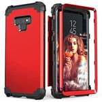 IDweel Galaxy Note 9 Case, Note 9 Case for Women Men Boys, 3 in 1 Shockproof Slim Hybrid Heavy Duty Protection Hard PC Cover Soft Silicone Rugged Bumper Full Body Case for Galaxy Note 9, Red