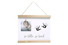 Pearhead So Little So Loved Baby Photo Frame, Handprint or Footprint Wall Art, Wooden Clip Baby Keepsake Frame, Gender-Neutral Nursery Decor