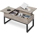 Yaheetech Lift Top Coffee Table with Storage Compartments & Side Drawer, Center Table Tea Table for Living Room Home Furniture, Wood & Metal Frame, Easy Assembly, Grey