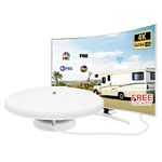 RV TV Antenna Amplified Digital HD TV Antenna with Long Range Reception, Magnetic Base for Easy Installation - for Camper, RV Trailer Truck Caravan Boat（Magnetic Base）