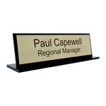 Personalised Office Desk Sign Name Plate Custom Modern Plaque Work Office Home Black Acrylic Base