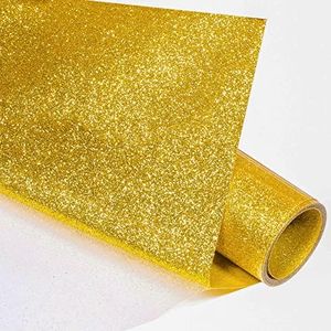 Vinyl Frog 25,5 x 155 cm - Fer à paillettes doré sur rouleau de vinyle pour transfert thermique pour t-shirts, sacs, vêtements et autres tissus