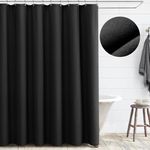 Awellife Black Linen Shower Curtain Boho Stall Farmhouse Shower Curtains for Bathroom Natural Cloth Cotton Fabric Liner 78" L x 54" W