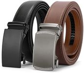 BOSTANTEN Mens Belt Leather 2 Pack Ratchet Belt For Men Gift Dress and Casual with Adjustable Buckle, Trim to Fit