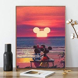 Karyees Paint by Numbers Disney DIY Painting by Numbers Kits DIY Canvas Paint by Numbers Disney Sunset Beach Acrylic Painting Home Decor Paint by Numbers for Adults Kid Beginner Disney Beach16In x 50cm