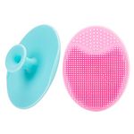 2 Pack Face Scrubber,JEXCULL Soft Silicone Facial Cleansing Brush Face Exfoliator Blackhead Acne Pore Pad Cradle Cap Face Wash Brush for Deep Cleaning Skin Care,Blue and Pink