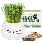 Organic Cat Grass Growing kit with Organic Seed Mix, Organic Soil and Cat Planter. Natural Hairball Control and Remedy. Manufactured in The USA.