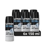 Lynx Ice Chill Anti-Perspirant Deodorant Spray 72 hour protection against odour and wetness no fuss aerosol for all-day freshness 6x 150 ml