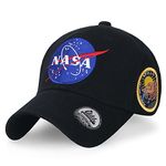 ililily NASA Meatball Logo Embroidery Baseball Cap Apollo 13 Patch Trucker Hat, Black