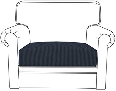 Easy-Going Stretch Cushion Cover Sofa Cushion Furniture Protector Sofa Seat Sofa Slipcover Sofa Cover Soft Flexibility with Elastic Bottom(Chair Cushion, Dark Blue)