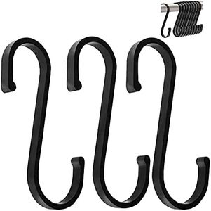 GAViA Ganci a S 10 Pezzi Ganci Forma S pesanti Gancio Anti Ruggine Multifunzione in Alluminio S Attaccapanni Gancio per Cucina Camera da Letto Bagno Giardino Ufficio (Nero opaco)
