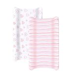 Changing Pad Cover Jersey Knit Cotton Ultra Soft for Baby Girls 2 Pack with Pink Prints, Changing Pad Fitted Sheet, Super Breathable&Stretchy