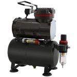 VELPEX Professional Piston Oil-Less Quiet Airbrush Compressor with Air Compressor, for Hobbies Crafts Nail Art Tattoos Cake Decorating Cosmetics Furniture refinishing