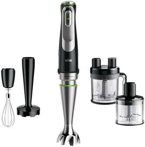 Braun MultiQuick 9 MQ 9187XLI Stabmixer – Pürierstab mit Active PowerDrive Technologie und 5 Zubehörteilen zum Zerkleinern, Stampfen, Rühren und Ice-Crushen, 1200 Watt, schwarz/Edelstahl
