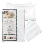 National Allergy Premium 100% Cotton Zippered Pillow Protector - Queen Size - White - 3 Pack - 300 Thread Count - Hypoallergenic Bed Pillowcase with Zipper - Breathable Encasement Cover