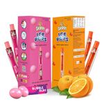 Skippi Ice Pops 100% Natural Freezer Pops, Juice Bars, Ice Pops - Bubble Gum & Orange Flavors (12+12 Pops Boxes)
