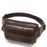 Durable Leather Fanny Pack Cell Phone Pouch Waist Bag Stylish and Functional for Men and Women Coffee